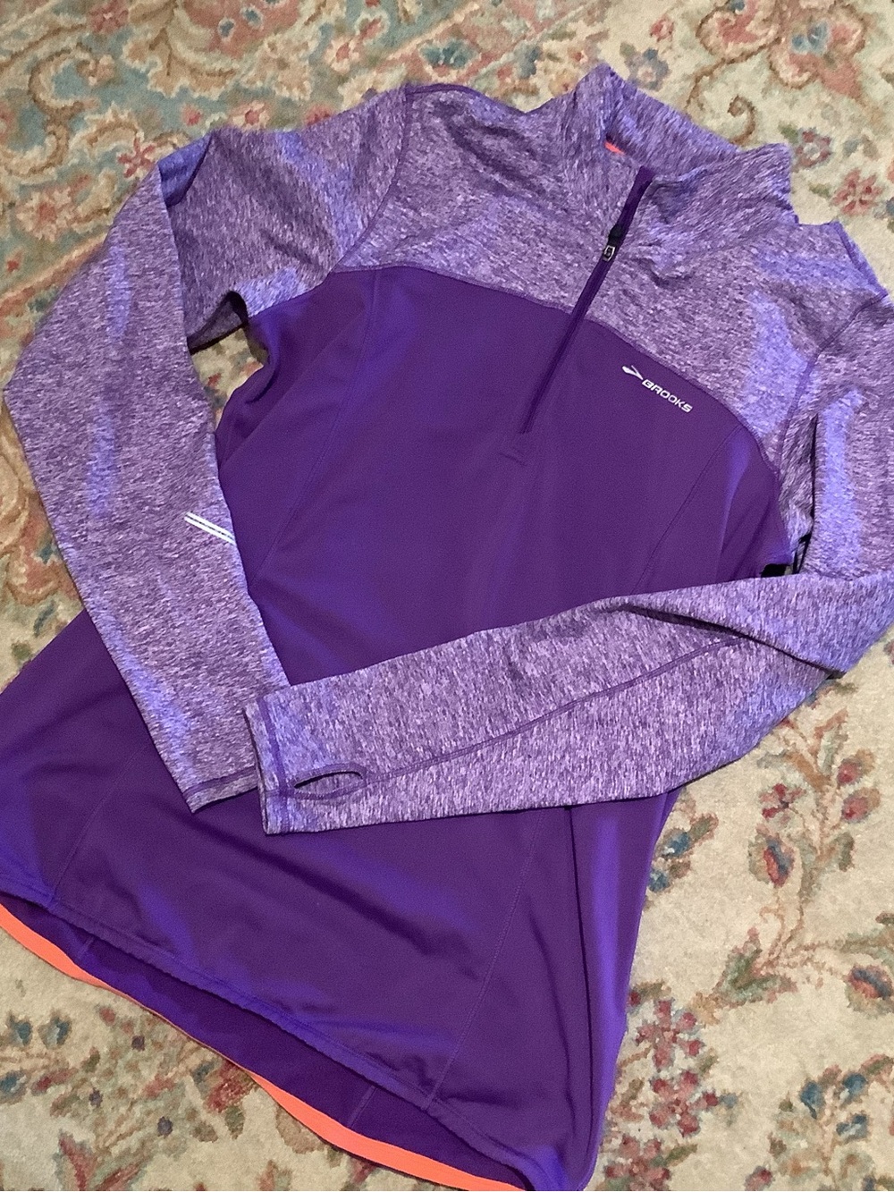 Brooks Two-Tone Purple 1/4 Zip Performance Pullover Women’s Sz Large